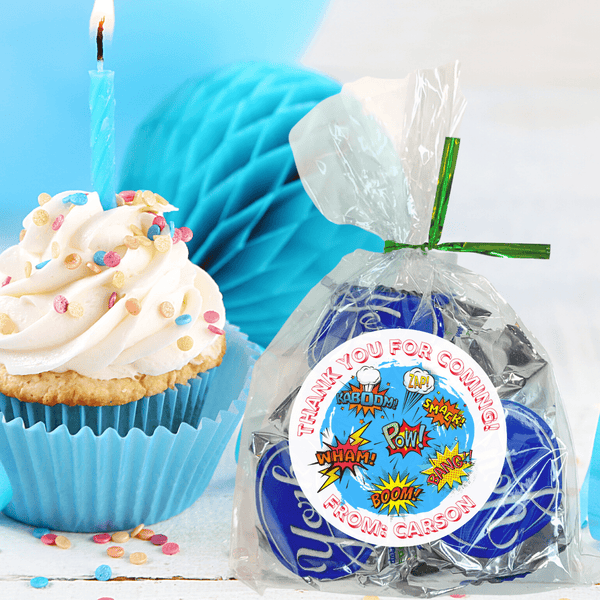 Personalized Boys Birthday Party Stickers & Treat Bags