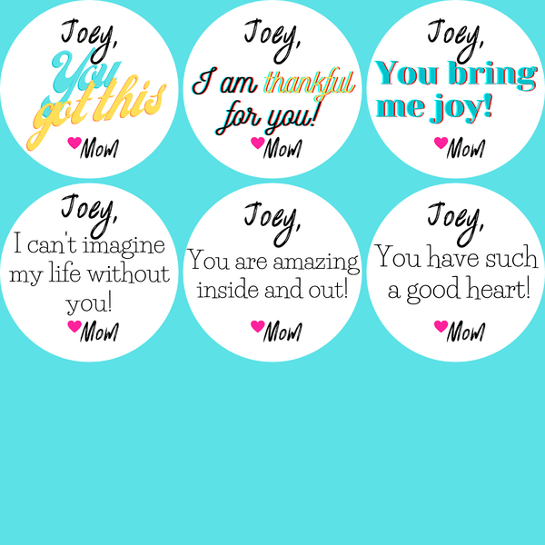 Personalized Lunch Box Positive Note Treat Stickers