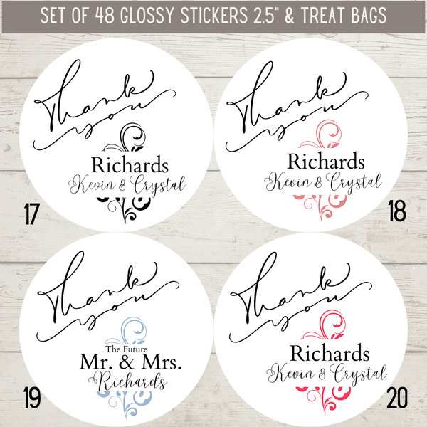 Classy Thank You Stickers & Treat Bags | Set of 24