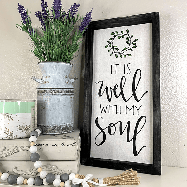 It is Well With My Soul Framed Linen Sign