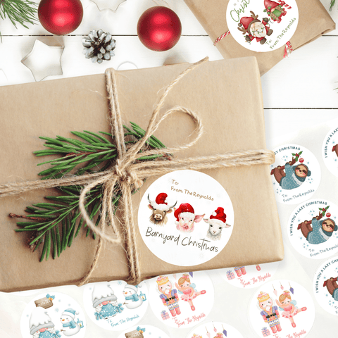 Personalized To & From Holiday Christmas Gift Labels