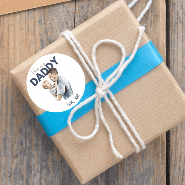 Father's Day Peel and Stick Personalized Custom Gift Label Stickers