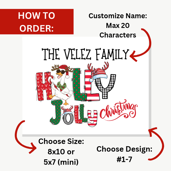 New! Personalized Silly Goose Christmas Carols Holiday Poster Card Print Decor
