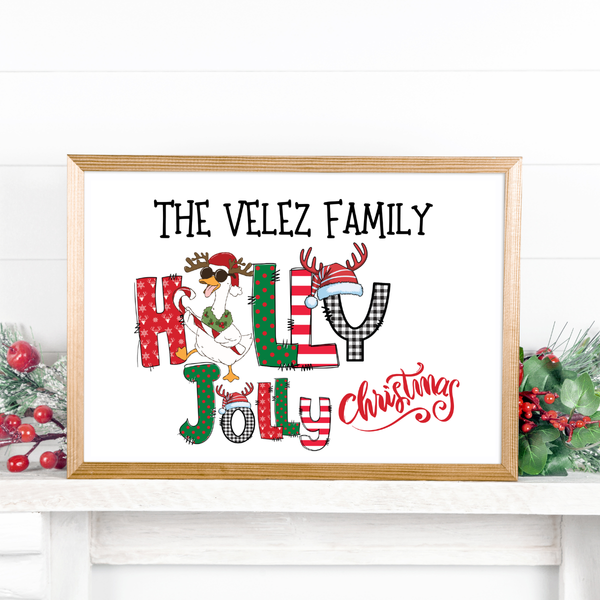 New! Personalized Silly Goose Christmas Carols Holiday Poster Card Print Decor