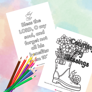 Counting My Blessings Adult Coloring Page Bundle Psalm 103:2