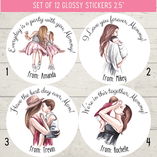 NEW! Mother's Day Peel and Stick Personalized Custom Gift Label Stickers Set of 12