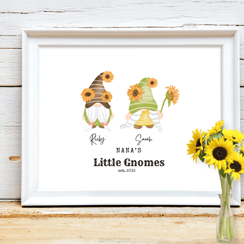 Cozy Fall Gnome Family Personalized Art