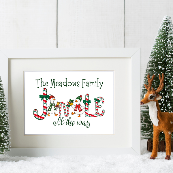 New! Personalized Silly Goose Christmas Carols Holiday Poster Card Print Decor