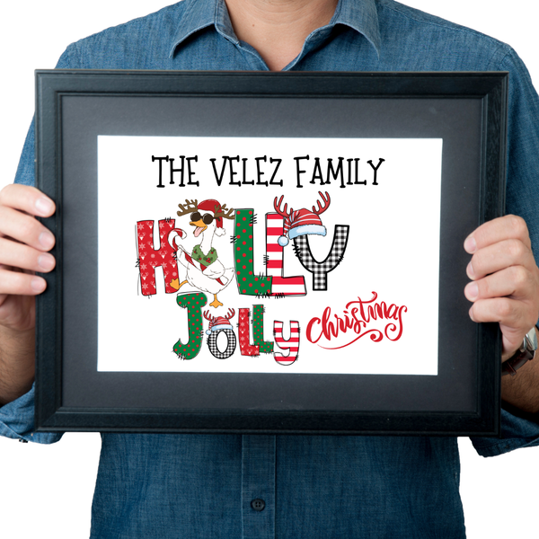 New! Personalized Silly Goose Christmas Carols Holiday Poster Card Print Decor