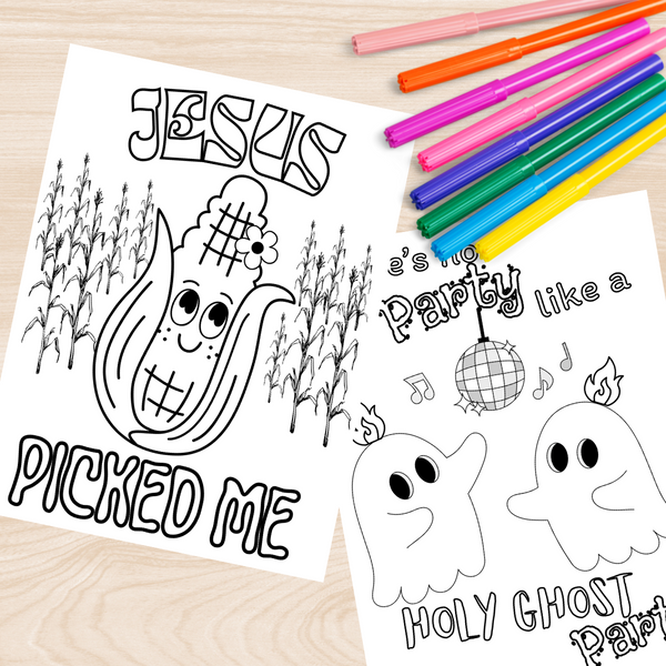 Fall Harvest Halloween Coloring Book | 21 Digital Christian Themed Pages