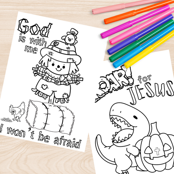 Fall Harvest Halloween Coloring Book | 21 Digital Christian Themed Pages