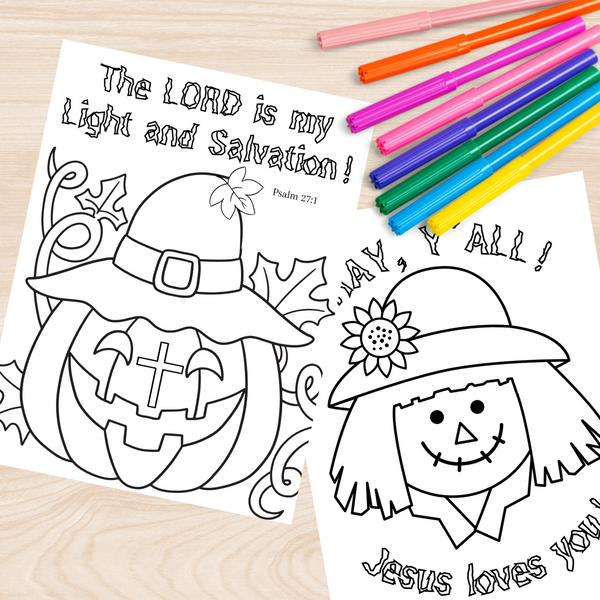 Fall Harvest Halloween Coloring Book | 21 Digital Christian Themed Pages