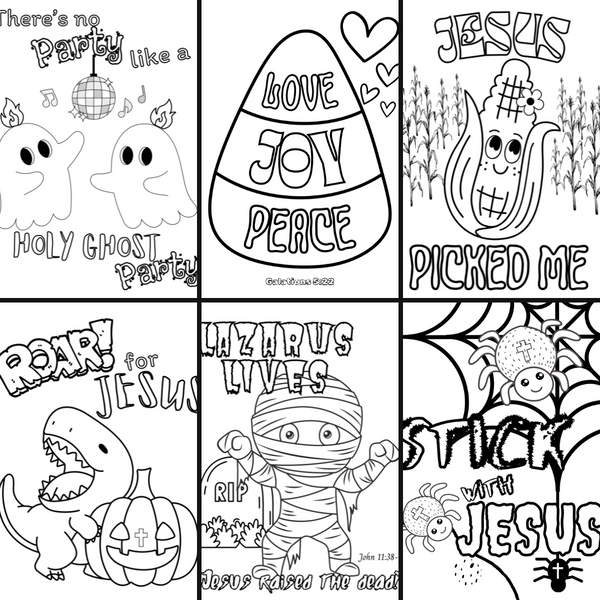 Fall Harvest Halloween Coloring Book | 21 Digital Christian Themed Pages