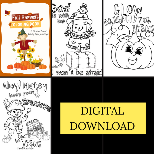 Fall Harvest Halloween Coloring Book | 21 Digital Christian Themed Pages