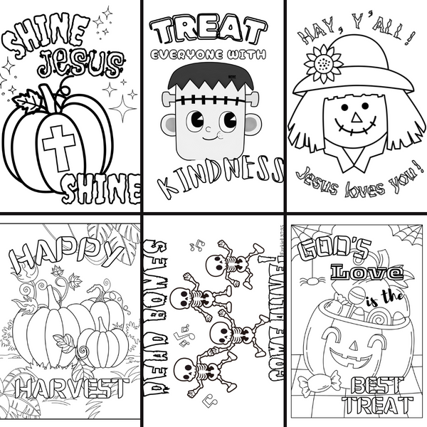 Fall Harvest Halloween Coloring Book | 21 Digital Christian Themed Pages
