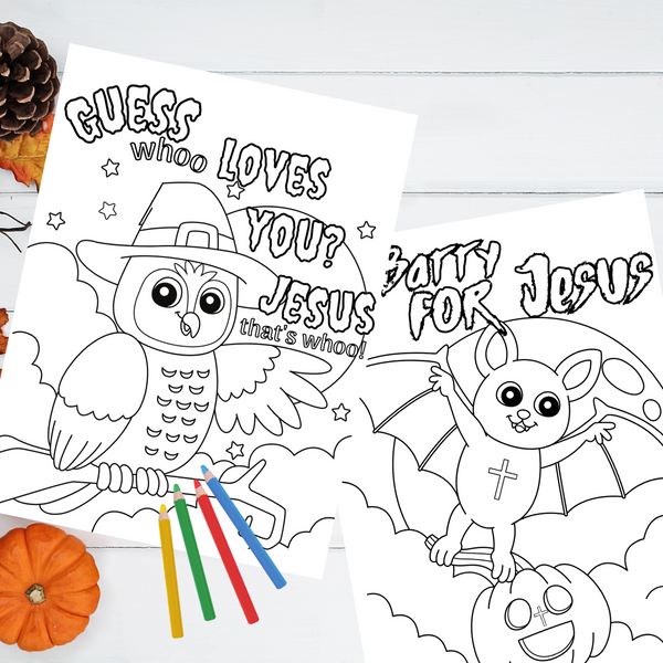 Six Super Fun Christian Harvest Halloween Coloring Pages Digital Download