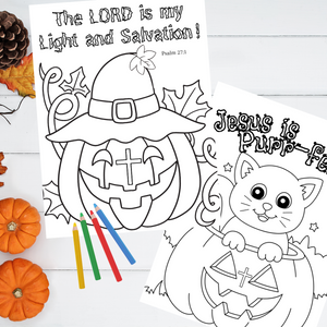 Six Super Fun Christian Harvest Halloween Coloring Pages Digital Download