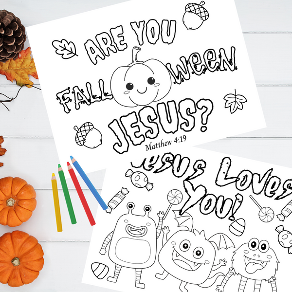 Six Super Fun Christian Harvest Halloween Coloring Pages Digital Download