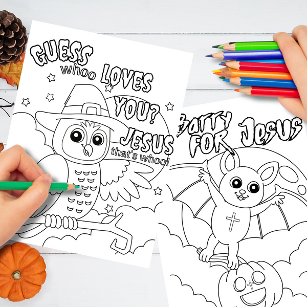 Fall Harvest Halloween Coloring Book | 21 Digital Christian Themed Pages