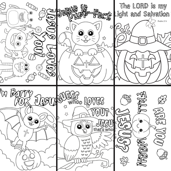 Fall Harvest Halloween Coloring Book | 21 Digital Christian Themed Pages