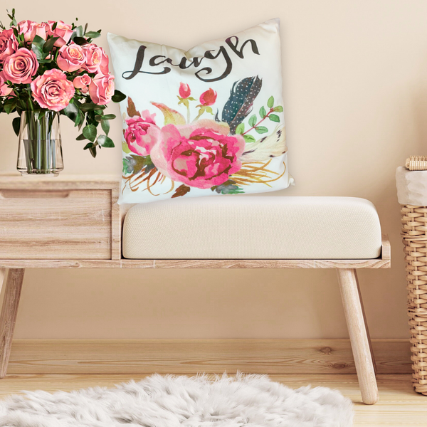 Laugh Dream Smile Faith Hope Love Boho Wild Rose Arrow Pillows | 6 Designs