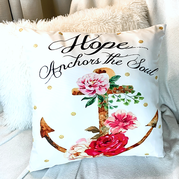 Hope Anchors the Soul Super Soft Watercolor Blessings Throw Pillows