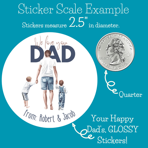 Father's Day Peel and Stick Personalized Custom Gift Label Stickers