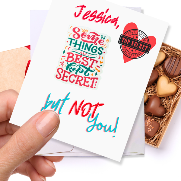 Personalized Valentines Day Waterproof Die Cut Sticker Greeting Card Assorted