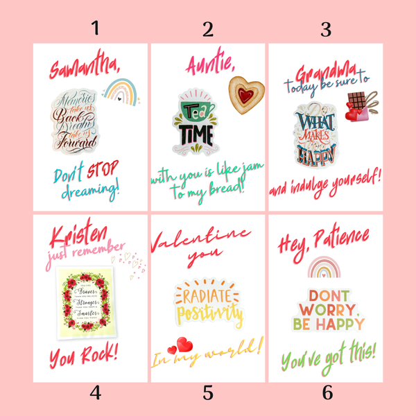 Personalized Valentines Day Waterproof Die Cut Sticker Greeting Card Assorted