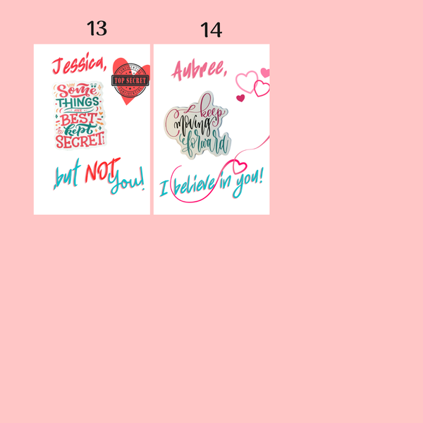 Personalized Valentines Day Waterproof Die Cut Sticker Greeting Card Assorted