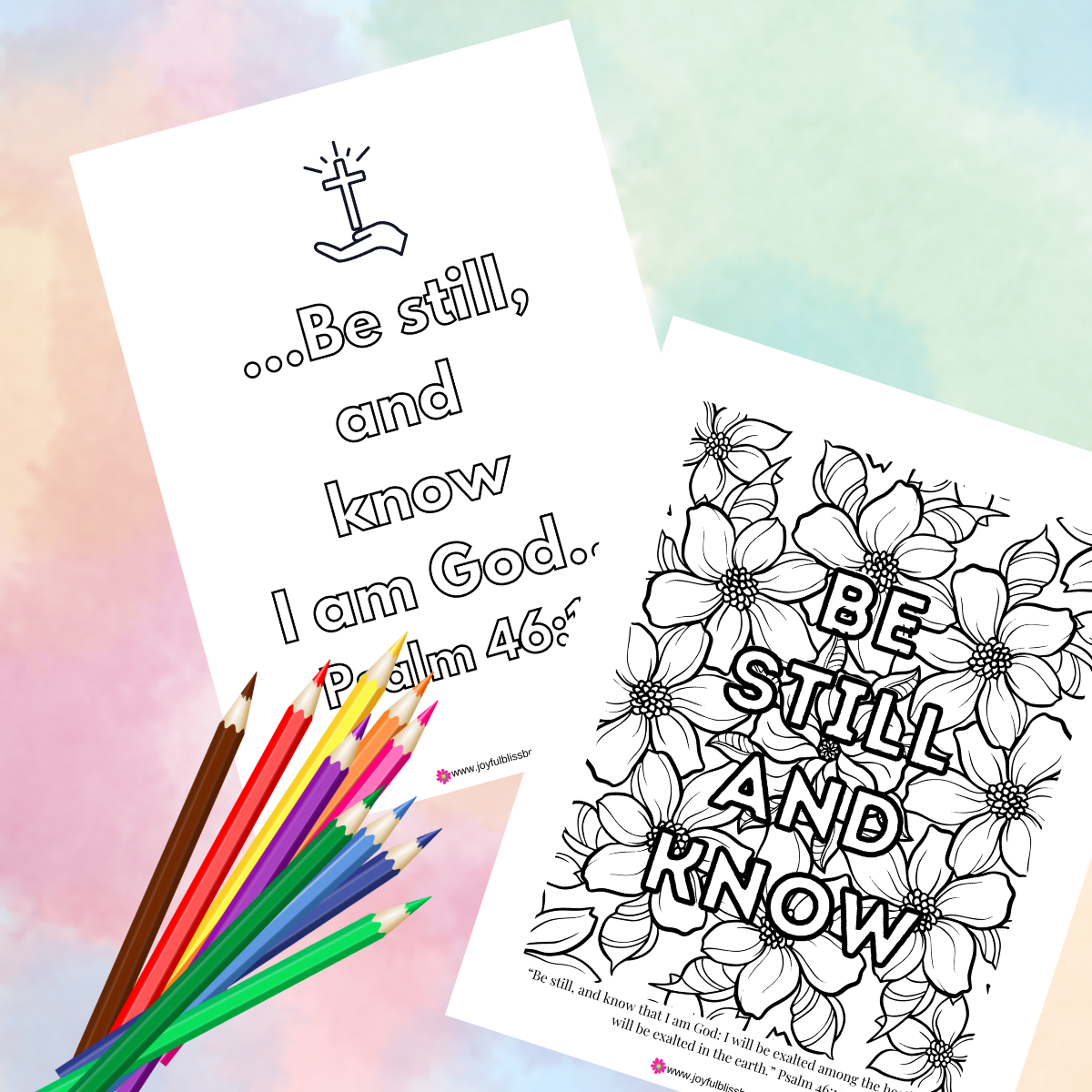Be Still & Know Adult Coloring Page Bundle Psalm 46:10