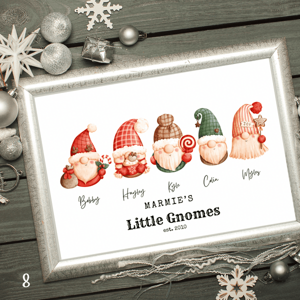 Nana’s Cozy Fall Little Gnome Family Personalized Art