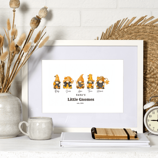 Nana’s Cozy Fall Little Gnome Family Personalized Art