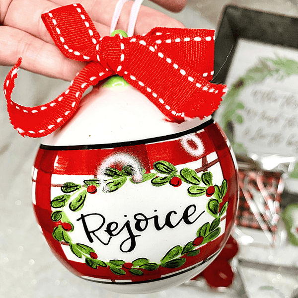 Holiday Christmas Ball Ornament "Rejoice"