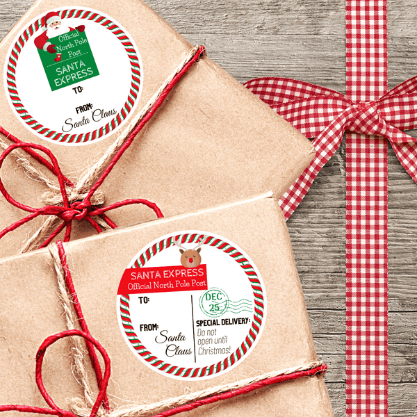 Santa's Personalized Express Airmail Christmas Sticker Gift Tags