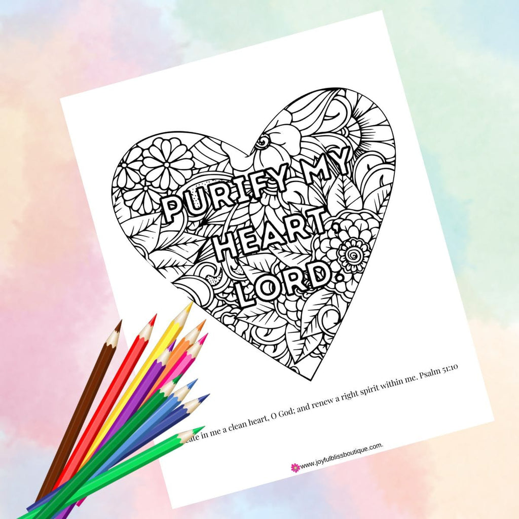 Pure Heart Adult Coloring Page Bundle