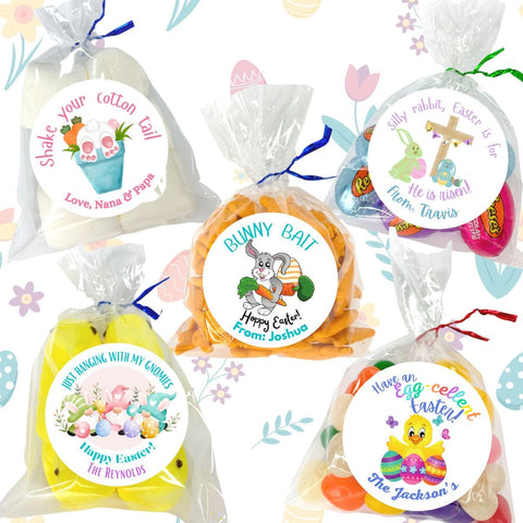 Easter Party Stickers / Cake Toppers with Treat Bags