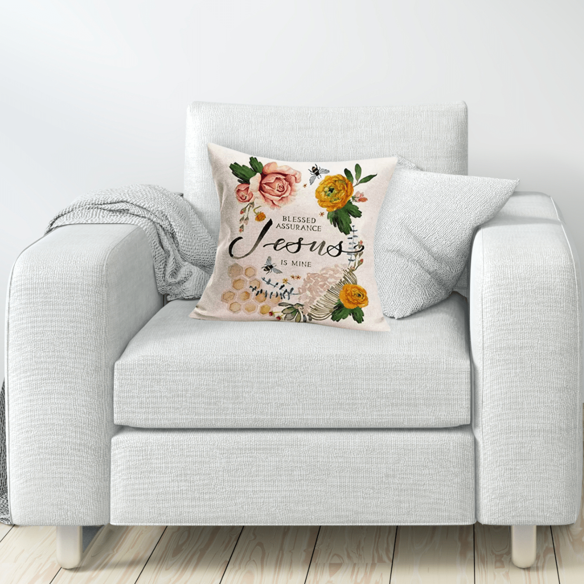 Blessed Assurance Jesus Is Mine Throw Pillow Joyful Bliss Boutique