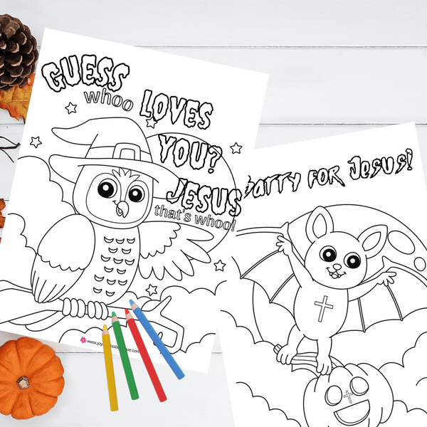NEW! Six Super Fun Christian Harvest Halloween Coloring Pages Digital Download
