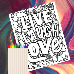 Live Laugh Love Adult Coloring Page
