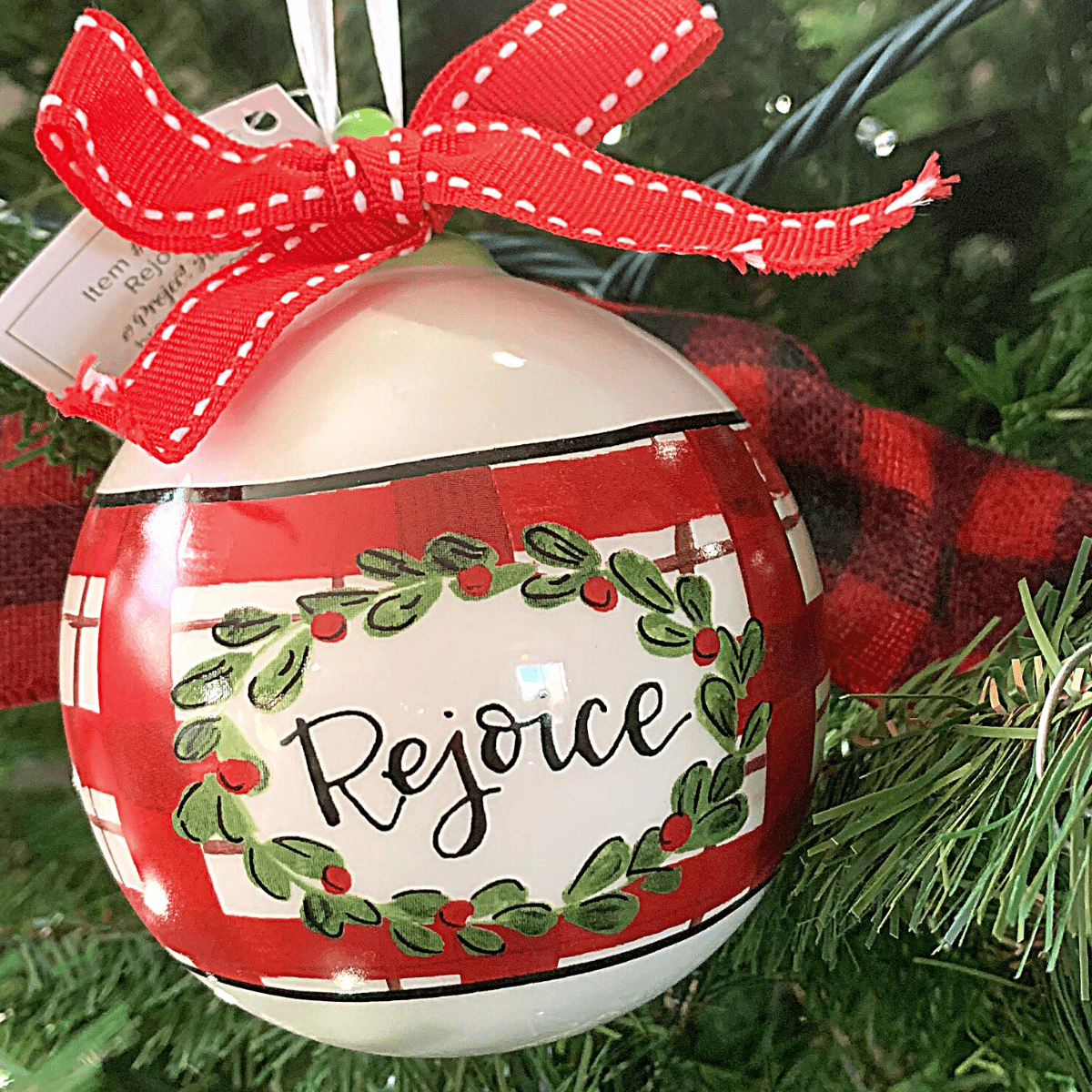 Holiday Christmas Ball Ornament "Rejoice"