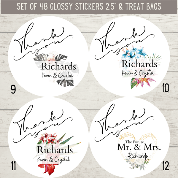 NEW! Classy Thank You Stickers & Treat Bags | Set of 24