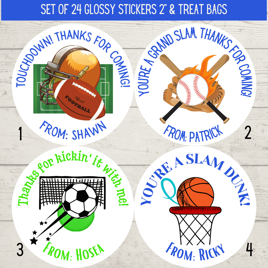 Personalized Boys Birthday Party Stickers & Treat Bags – Joyful Bliss ...