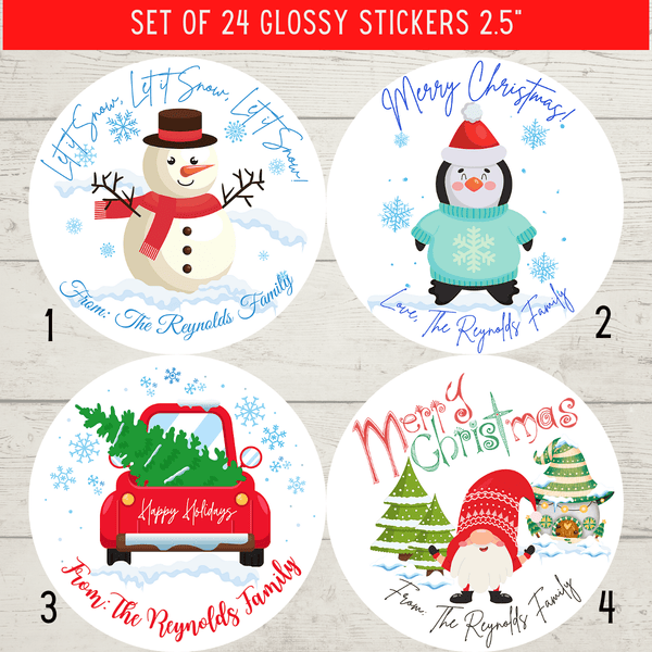 Personalized Peel & Stick Holiday Christmas Labels