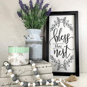 Bless This Nest Distressed Rustic Wood Framed Art