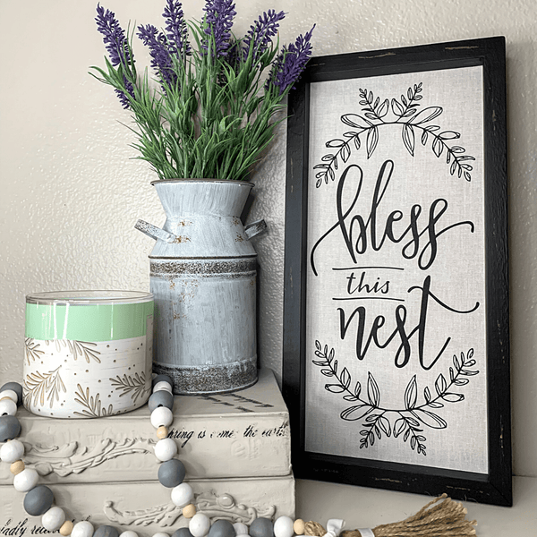 Bless This Nest Distressed Rustic Wood Framed Art